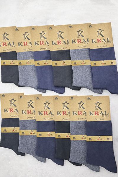 Lüx Kral Парфюмирани мъжки средно дълги летни памучни чорапи King от 12 части