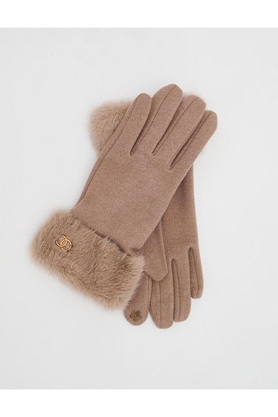 Kayra Fur Detailed Elled Gloves Mink
