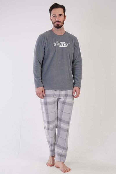 VİENETTA Σετ πιτζάμες Vienetta Man Ανδρικό Γκρι μακρυμάνικο Fleece