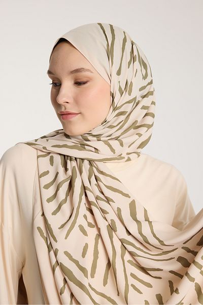 PURESCARFS Pure Tone Shawl - V Pattern - Beige - Khaki