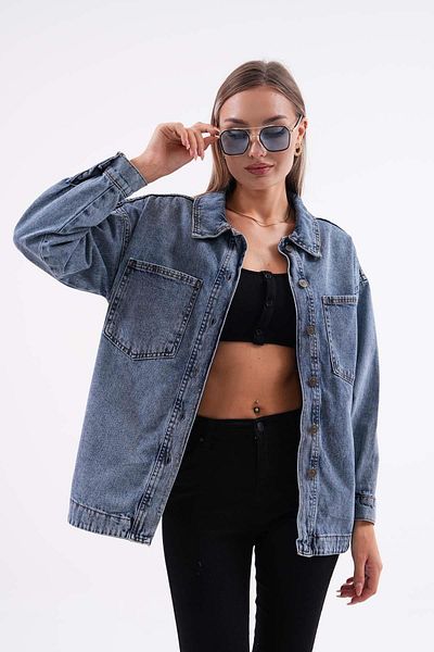ŞİMAL Jachetă de damă din denim - buzunar dublu și detaliu nasturi, model 245240