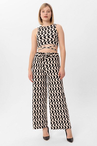 ŞİMAL Women's Ribbon Pattern Crop Top 250054   Team