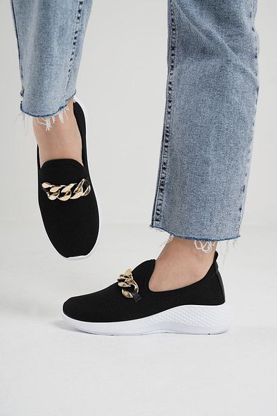 Beyond Women's White Sole Black Chain Sneaker 4cm