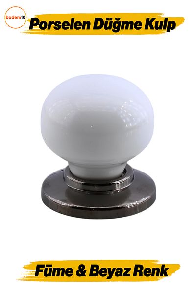 Badem10 Tere Porțelan Smoked White Button Mobilier Bucătărie Sertar Dulap Mâner dulap Mâner