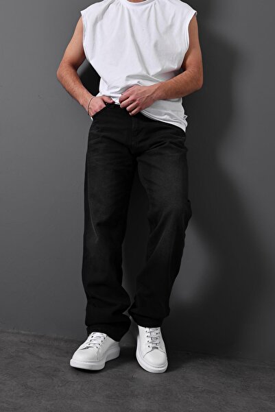 Slatra Men's Black Effect Baggy Trousers