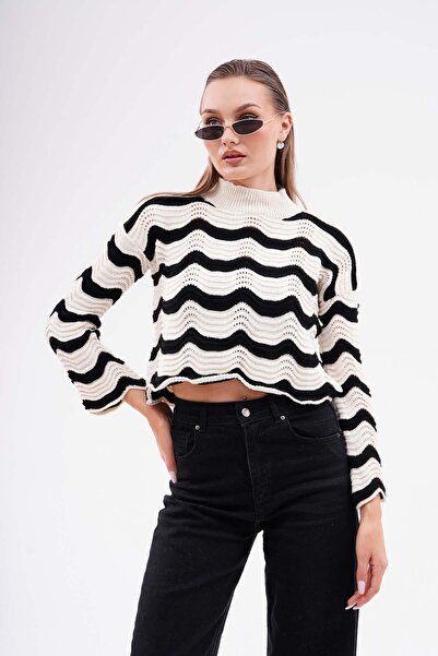 ŞİMAL Жіночий трикотажний светр із зигзагоподібним візерунком 245143 -