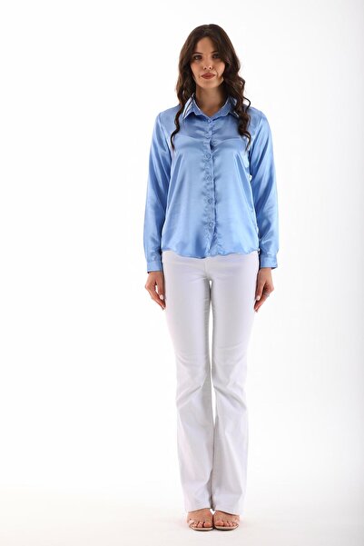 ŞİMAL Kadın Uzun Kol Saten Gömlek 255123 -