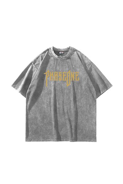 Sekizbiraltı Πλένεται λευκό μπλουζάκι Phaseone με στάμπα Unisex Oversize