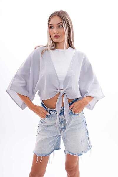 ŞİMAL Γυναικείο μπολερό μουσελίνας με δέσιμο μπροστά 250000 -