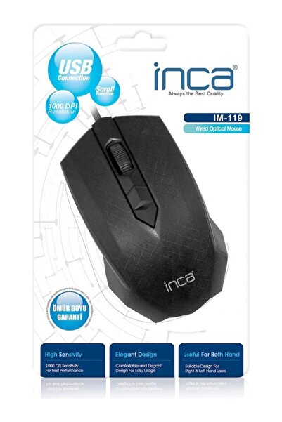 Inca IM-119 USB Kablolu optik mouse,siyah