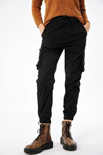 ŞİMAL Kadın Beli Paçası Lastikli Kargo Cepli Pantolon 255315 -