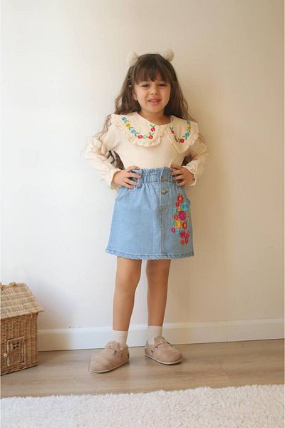 Baby Girl's Suit with Jeans Skirt 100% Cotton