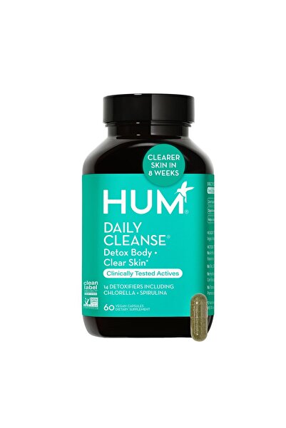 HUM Clear Skin Daily Cleanse Acne Supplement with Algae, Herbs, Zinc & Spirulina - 60 Caps