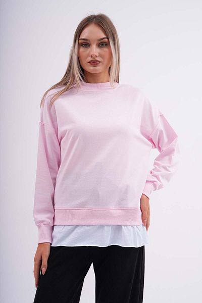ŞİMAL Γυναικείο φούτερ Crew Neck Double Look - Δύο κλωστές 245112