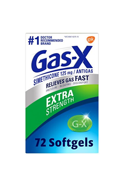 Gas-X كبسولات هلامية إضافية قوية لتخفيف الانتفاخات مع سيميثيكون 125 مجم - 72 ...