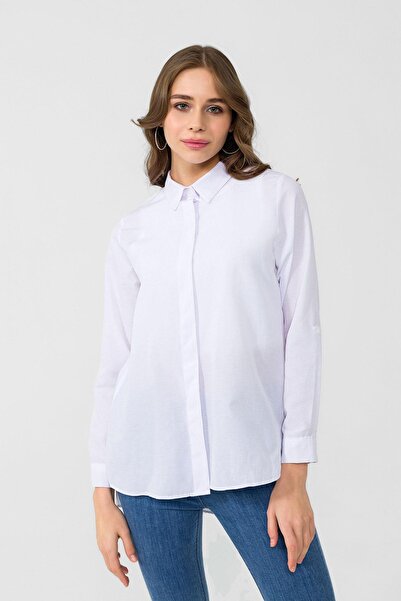 ŞİMAL Kadın Arkası Uzun Klasik Poplin Gömlek 250243 -