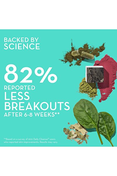 HUM Clear Skin Daily Cleanse Acne Supplement with Algae, Herbs, Zinc & Spirulina - 60 Caps