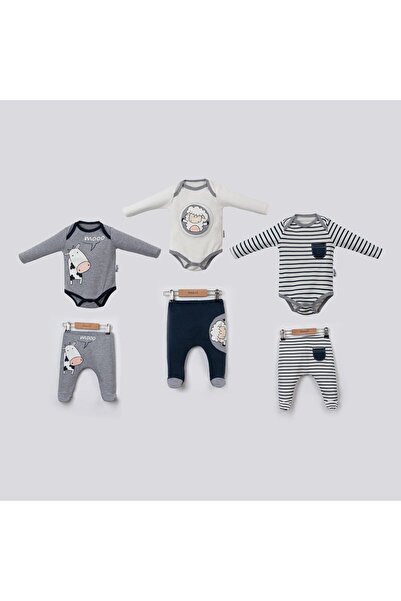 Lolons Lamb and Cow Printed Baby Set of 6 Tops and Bottoms