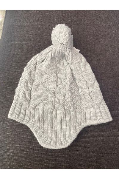 Tuğçe Denktaş Headset Single Pompom Wide Hair Braided Child Beanie