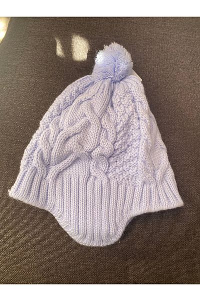Tuğçe Denktaş Headset Single Pompom Wide Hair Braided Child Beanie