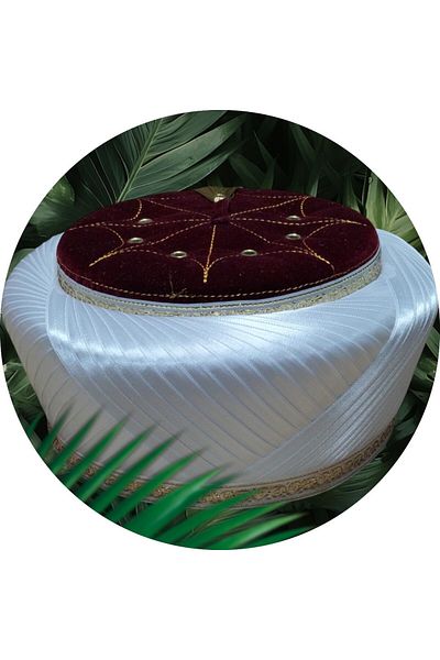 şahinbak Luxury Imam Sarık, Burgundy Sarık, Imam Fesi, Cübbe, Skullcap, Mosque Supplies, S225