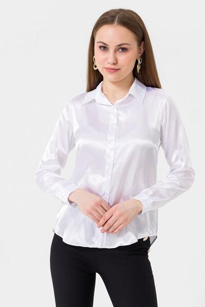 ŞİMAL Women's Long Sleeve Satin Shirt 255123 -