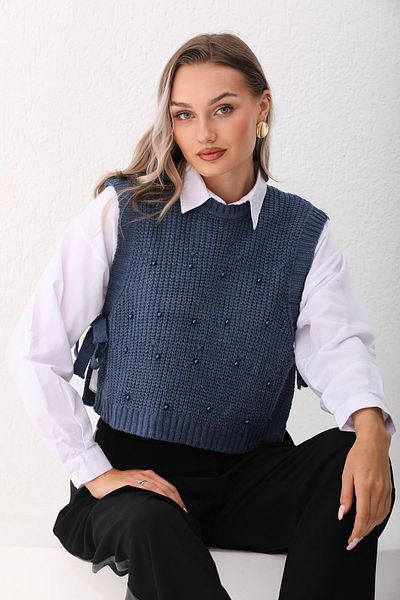 ŞİMAL Knitwear Women's Sweater - Side Detail and Pearl Accessory245030