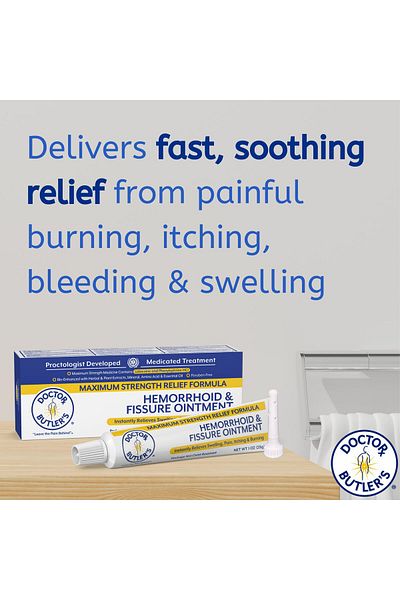 Doctor Butler's Hemorrhoid & Fissure Ointment with Lidocaine & Phenylephrine – Fast Relief (1 oz.)
