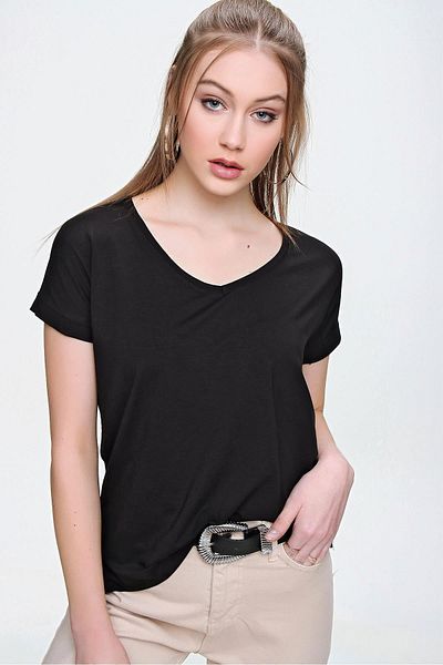 ŞİMAL Tricou casual de damă cu decolteu în V 250016   -