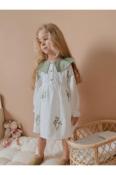 TİJK Girl's Lined Baby Collar Dress