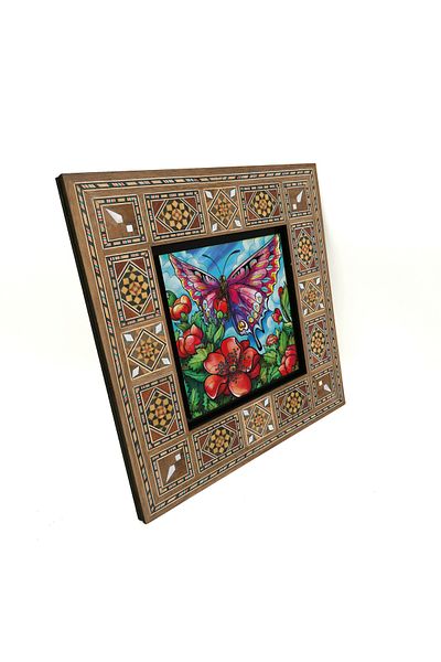 Sadrazam Butterfly Printed Mdf Table 20X20 Krg-153