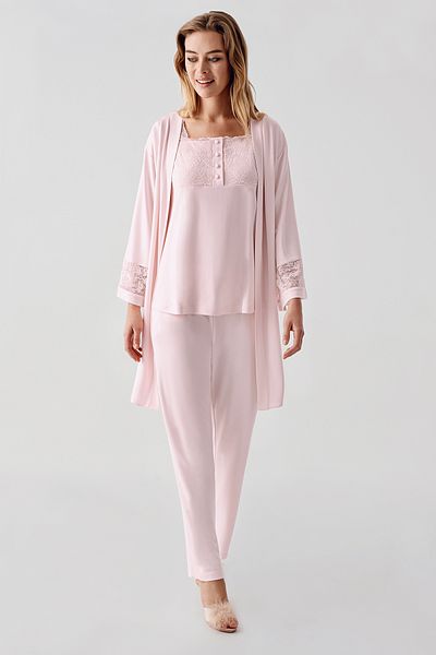 PERİN 320- 3-Piece Combed Nightgown Set
