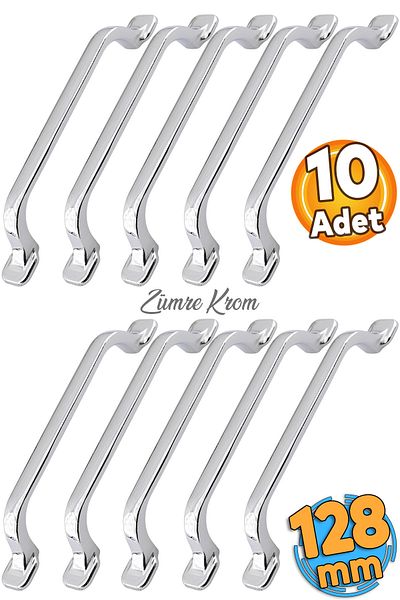 Badem10 Zümre Chrome (128 MM - 12,8 CM) Mobilier metalic Sertar de bucătărie Dulap dulap Mâner Mâner 10 buc