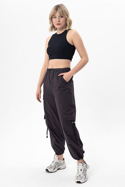 ŞİMAL Women's Waist Elastic Detailed Cargo Pocket Parachute Trousers 250234   -