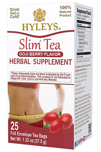 HYLEYS Slim Tea Goji Berry - Weight Loss Herbal Detox - 25 Tea Bags (1 Pack)