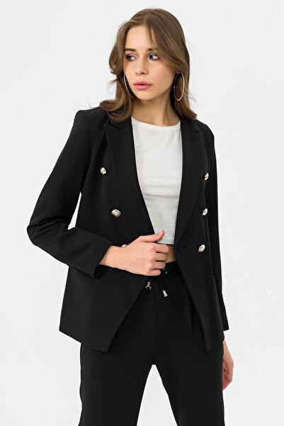 ŞİMAL Kadın Kruvaze Yaka Düğme Detaylı Blazer Ceket 250190 -