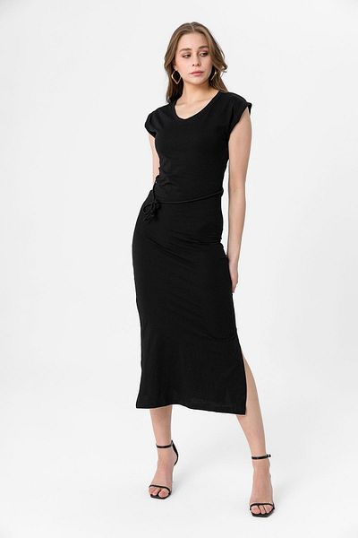ŞİMAL Women's V-Neck Lace Detailed Combed Cotton Long Dress240175 -