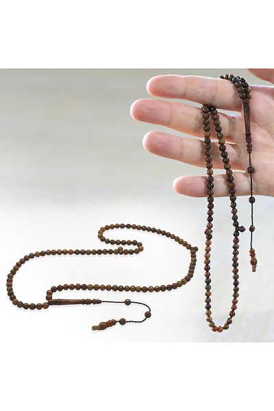 Tesbihane Systemic Globe Cut Brown 99 Pieces Kuka Rosary
