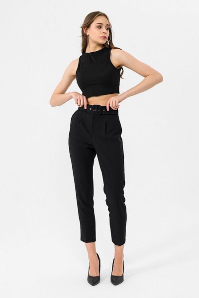 ŞİMAL Women's Belted Skinny Leg Fabric Trousers 250126   -
