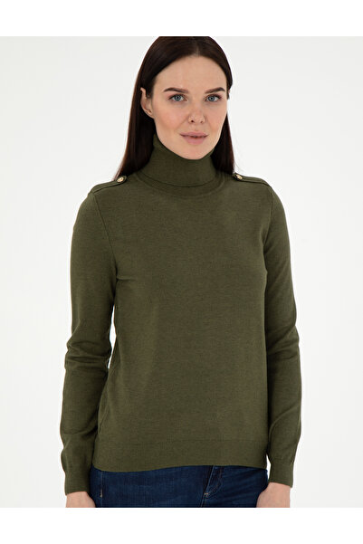 Pierre Cardin Haki Slim Fit Balıkçı Yaka Basic Kazak 50290579-VR238