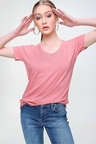 ŞİMAL Tricou casual de damă cu decolteu în V 250016   -