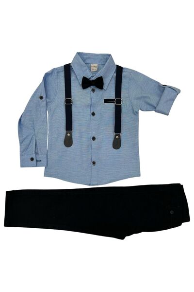 Baby Erkek Çocuk Oxford Gömlek Pantolon Papyonlu Slopet Askılı 4 Lü Set Takım