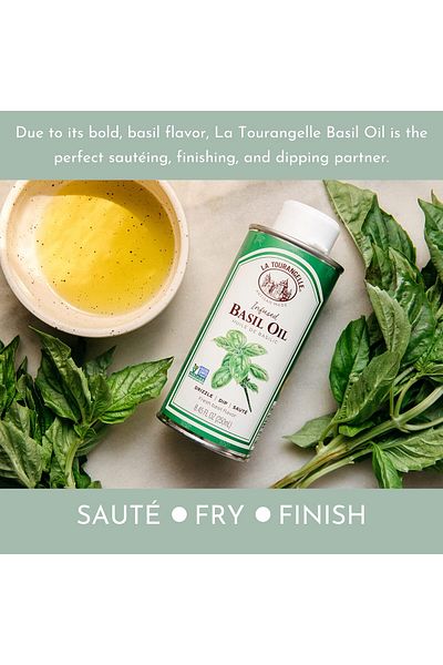 La Tourangelle Basil Oil, Expeller-Pressed High-Oleic, for Salads, Finishing, Spreads, Sauce, Dips, 8.45 fl oz