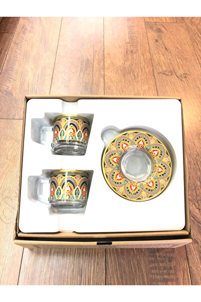 MİHMAN HOME 4 Piece Blue Rug Cup Set (for 2)