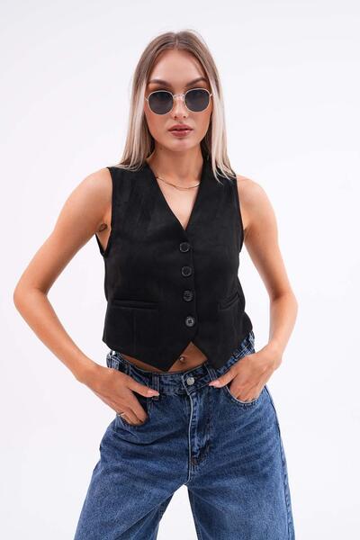 ŞİMAL Suede Women's Vest 245131 -
