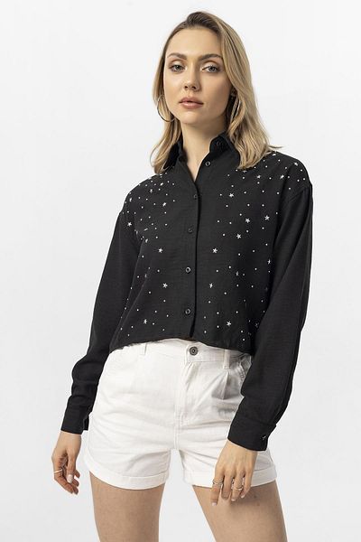 ŞİMAL Cămașă scurtă casual Yıldız Stone brodata pentru femei 250228   -