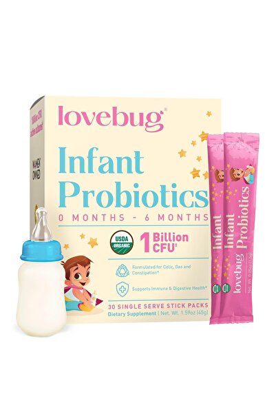 lovebug PROBIOTICS 0-6 Months - USDA Organic, Supports Gas, Colic, Reflux, Di...