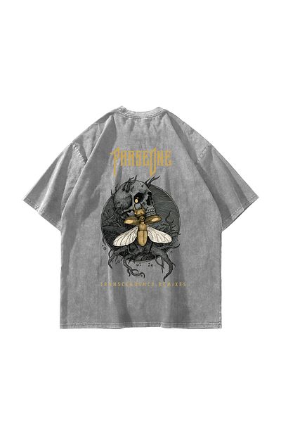 Sekizbiraltı Πλένεται λευκό μπλουζάκι Phaseone με στάμπα Unisex Oversize