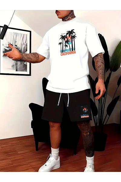 PENTHİLUS Set de trening casual cu imprimeu de nucă de cocos