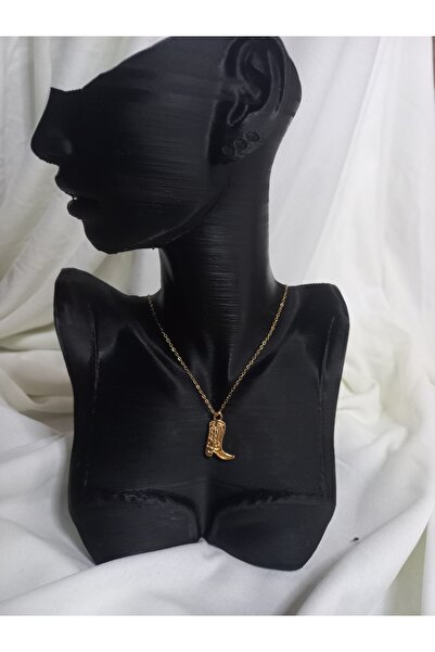 lavantebutik İşlemeli Kovboy Çizme Kolye Gold Kaplama Kadın Kolye 316L Çelik ...